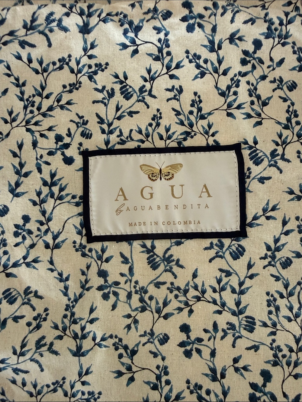 Agua Bendita Blue Floral Print Garment Bag